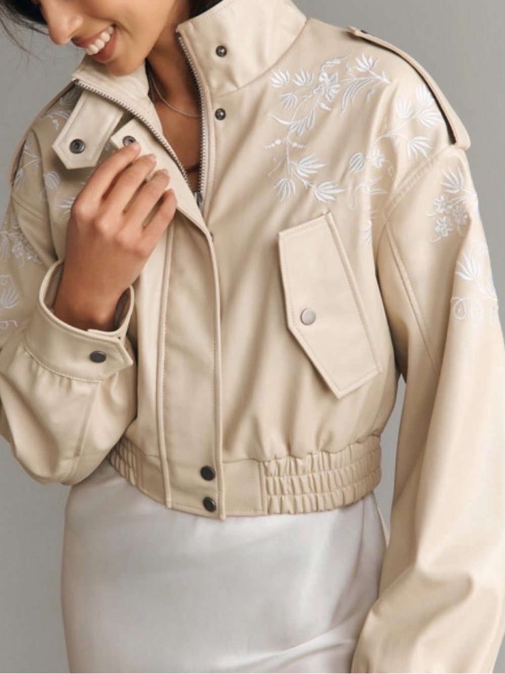 Anthropologie Embroidered Cropped Jacket